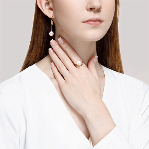 Cercei din Aur Roz 14K cu Perla Barocco - 5