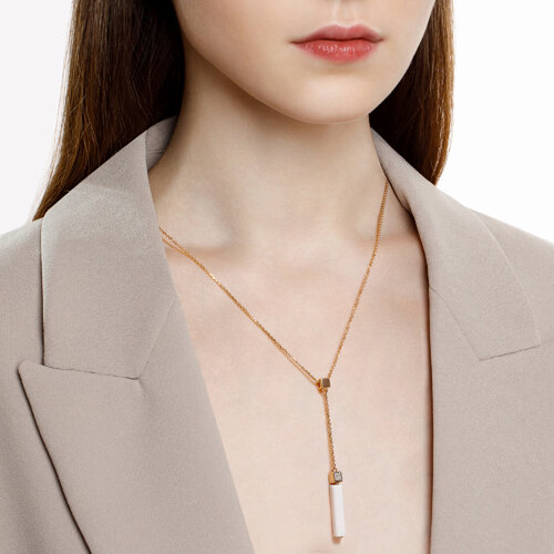 Colier din Aur Roz 14K cu Ceramica si Diamante  - 3