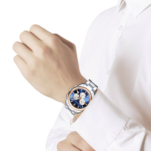 Ceas pentru barbati cu cadran din Aur si bratara din Otel - 3