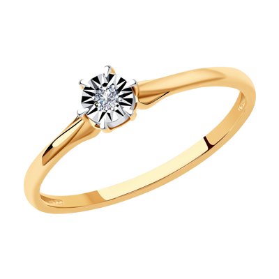 Inel de logodna din Aur Roz 14K cu Diamant - 1