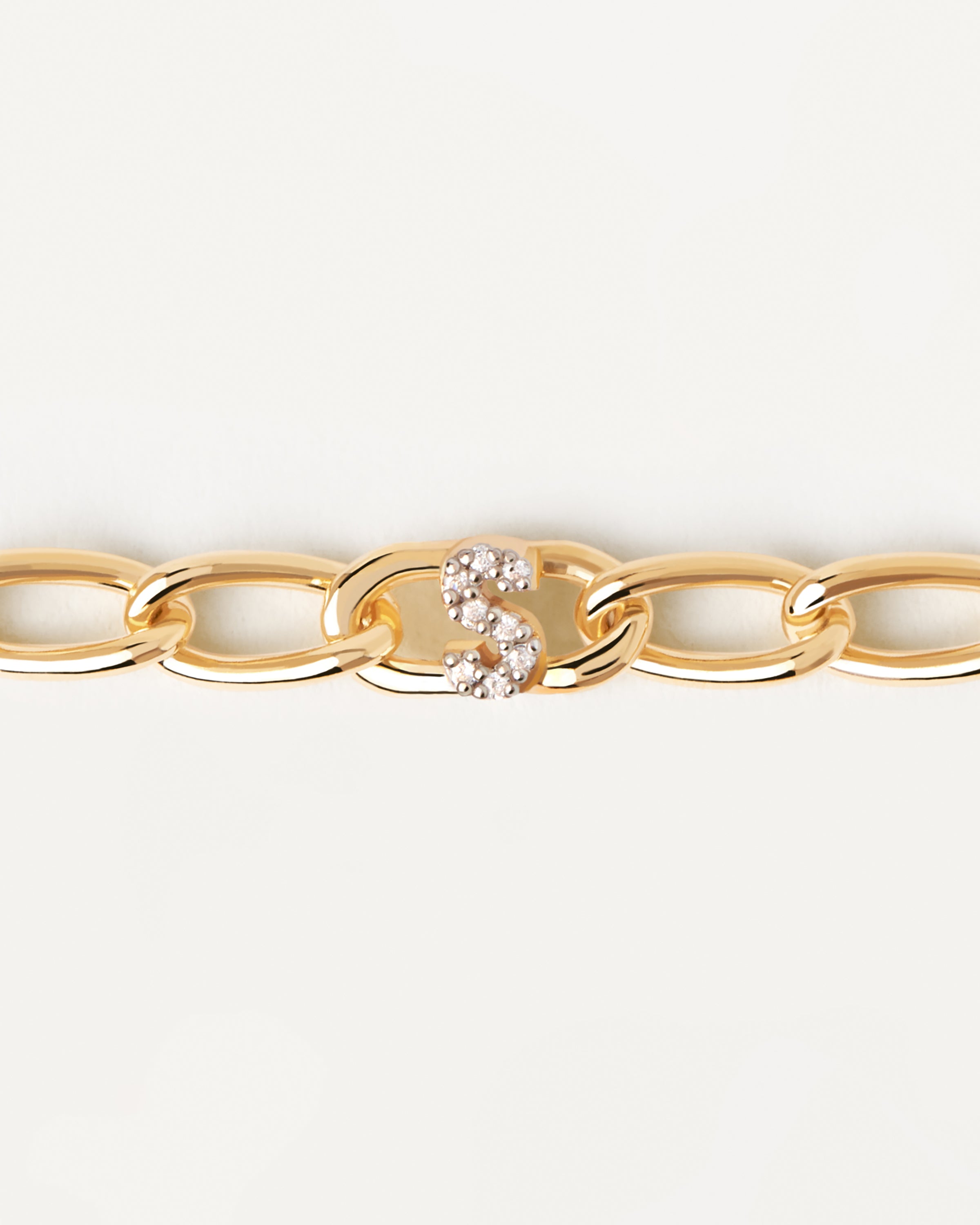 Bratara din Argint placat cu Aur litera S - 4