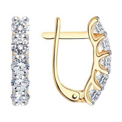 Cercei din Aur Roz 14K cu Zirconiu - 1