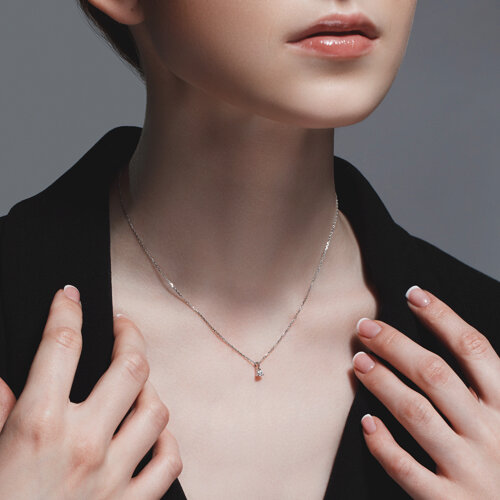 Colier din Aur Alb 14K cu Diamant - 2