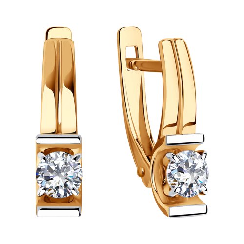 Cercei din Aur Roz 14k cu Zirconiu - 2