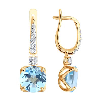 Cercei din Aur Roz 14K cu Topaz si Zirconiu - 1