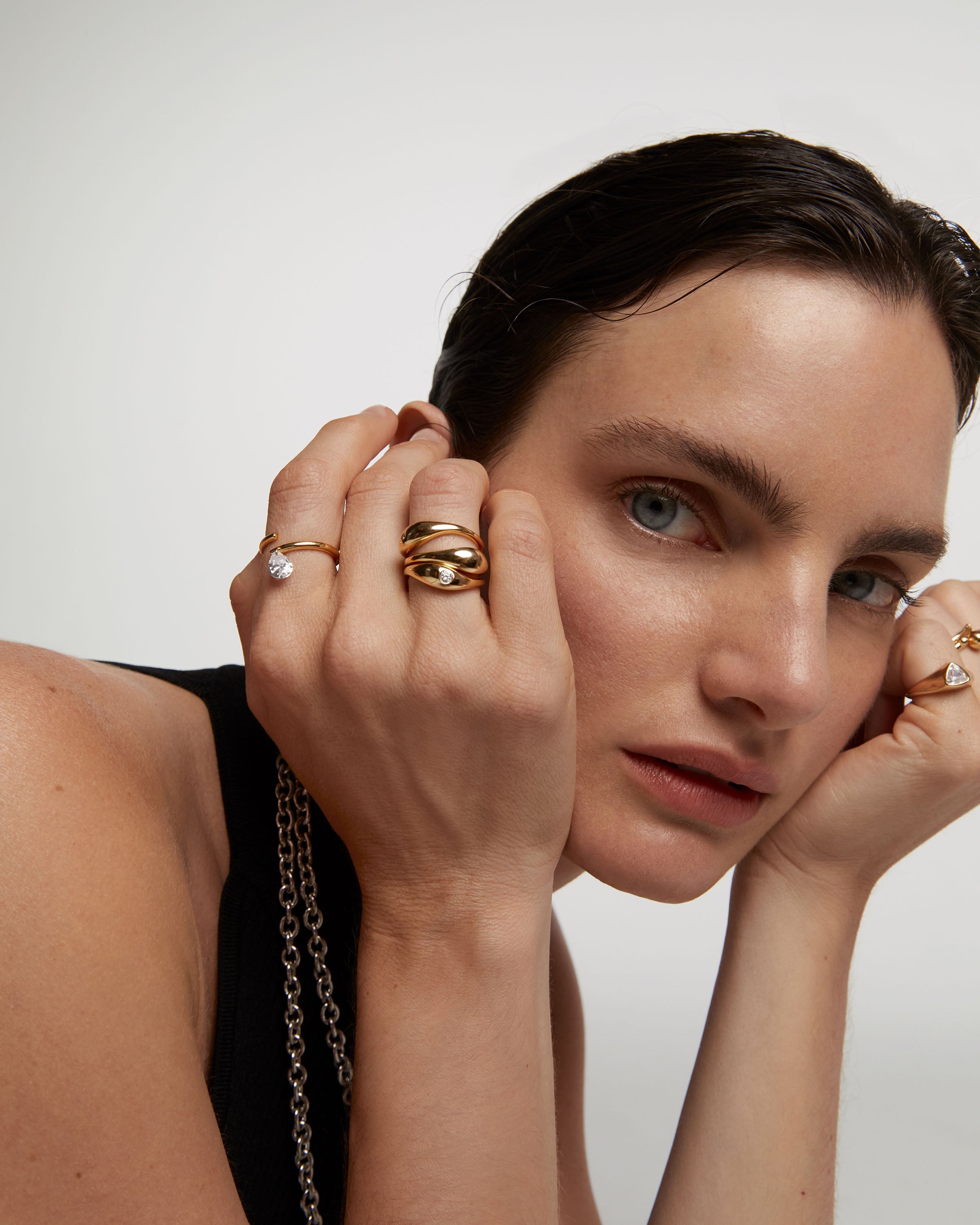 Inel din Argint placat cu Aur cu Zirconiu - 5