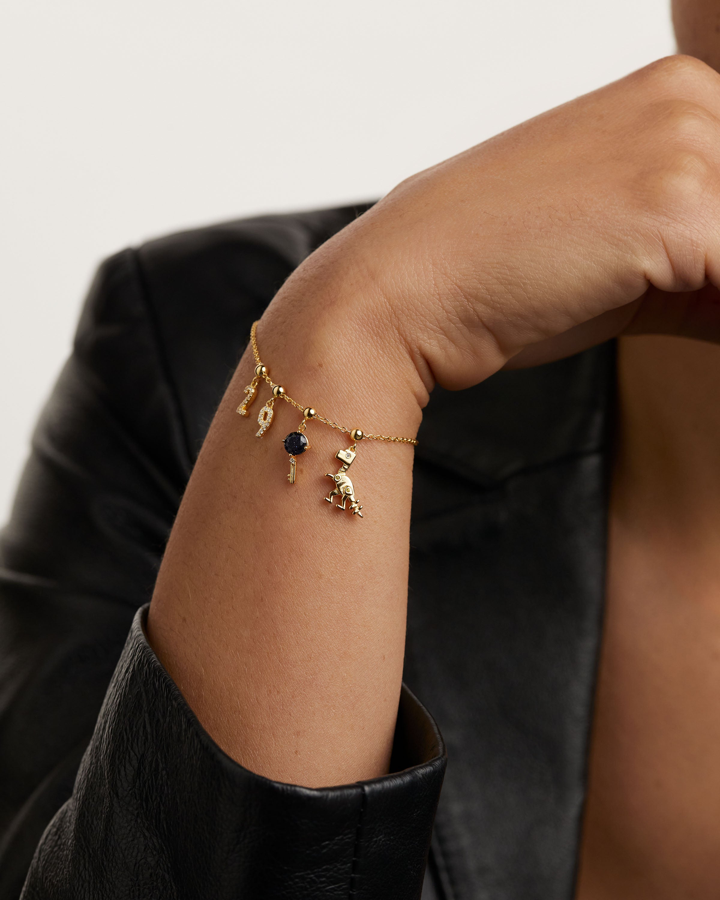 Pandantiv Charm din Argint placat cu Aur cu Zirconiu - 9