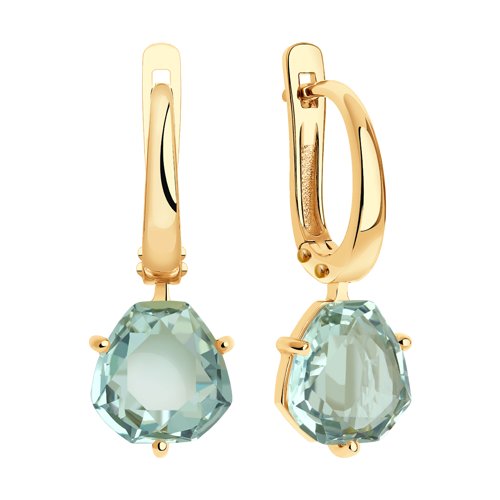 Cercei din Aur Roz 14K cu Ametist Verde - 2