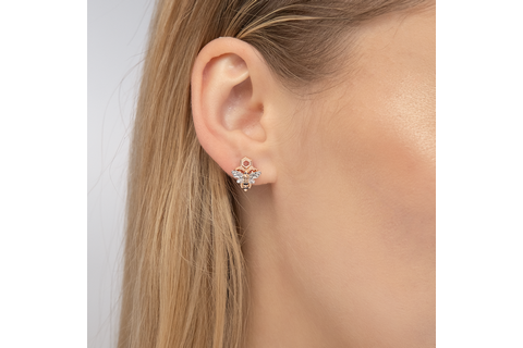 Cercei Aur Roz 14K cu - 2