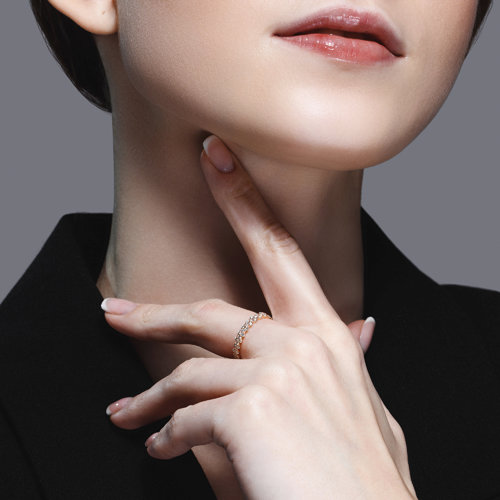 Inel din Aur Roz 14K cu Diamante - 4