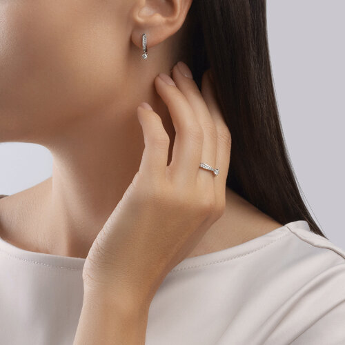 Cercei din Aur Alb 14K cu Diamante - 3