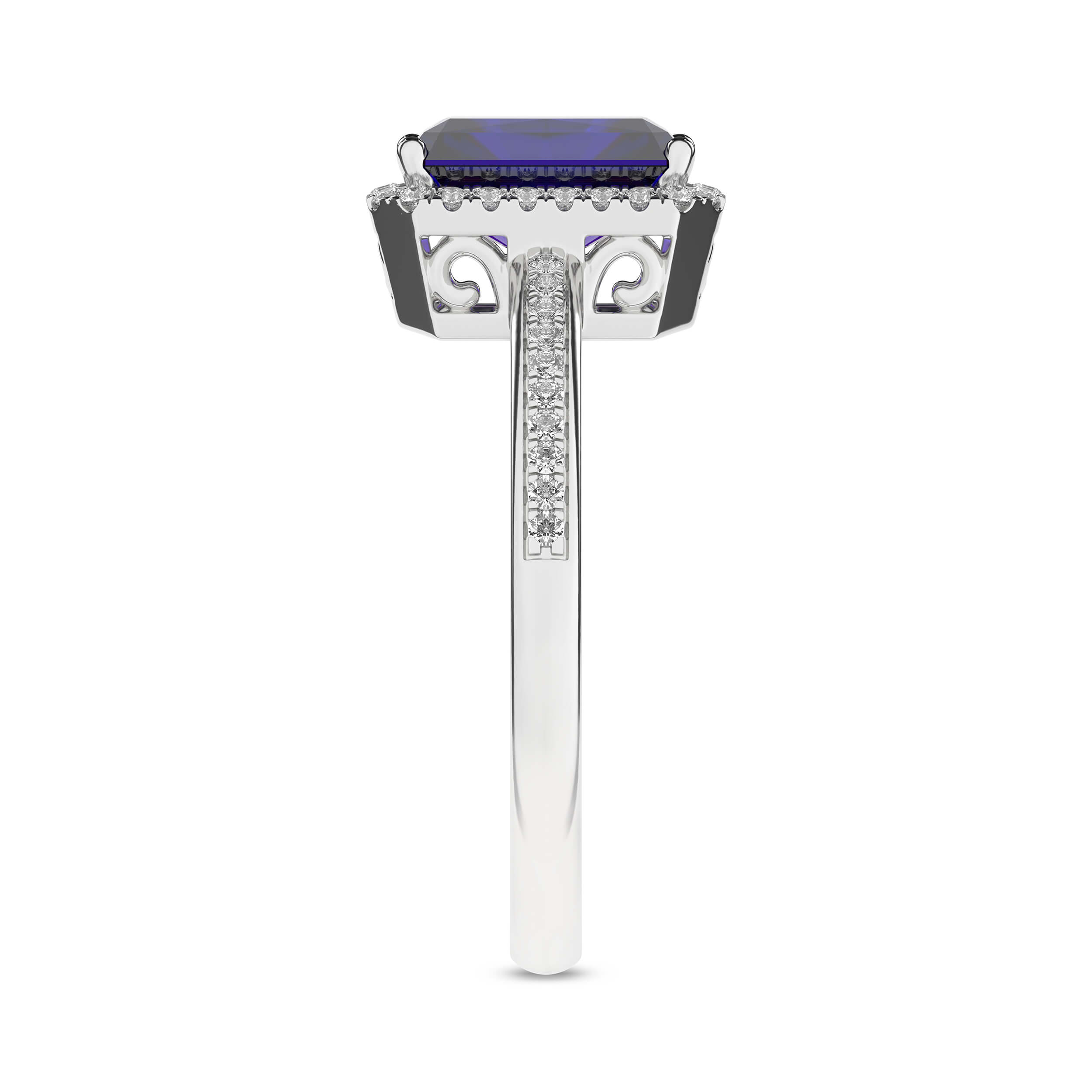 Inel din Aur Alb 14K cu Tanzanit 1.65Ct si Diamante 0.15Ct - 3