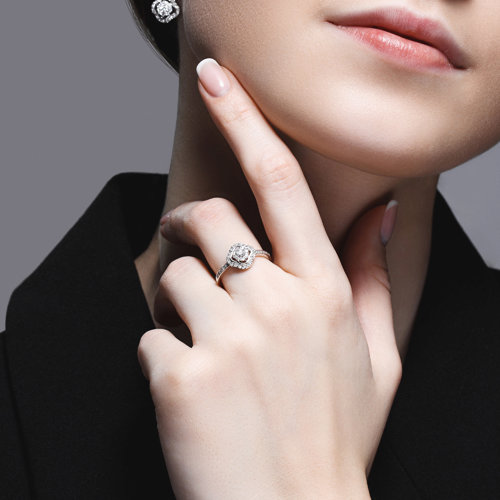 Inel din Aur Alb 14K cu Diamante  - 4