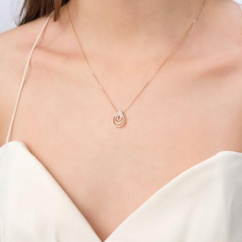 Colier Aur Roz 14K cu Zirconiu - 2