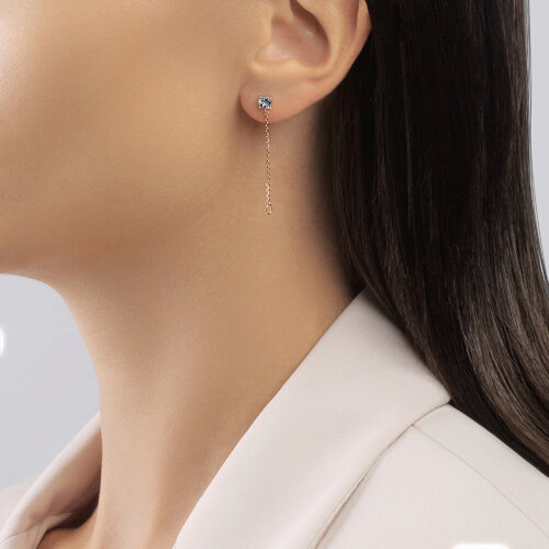 Cercei din Aur Roz 14K cu Topaz  - 4