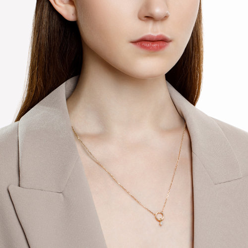 Colier din Aur Roz 14k cu Zirconiu - 2