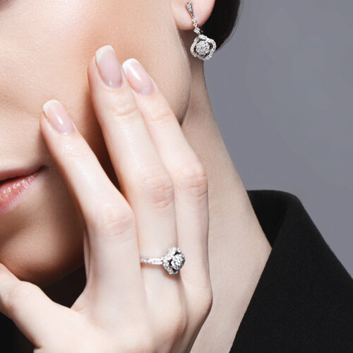 Cercei din Aur Alb 14K cu Diamante  - 3