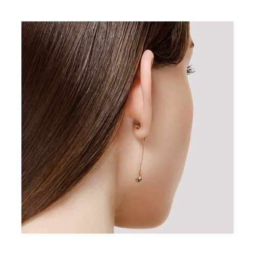 Cercei din Aur Roz 14K cu Diamante Negre si Incolore - 2