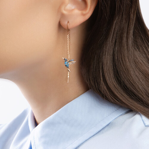 Cercei din Aur Roz 14K cu Topaz si Zirconiu ''Colibri'' - 2