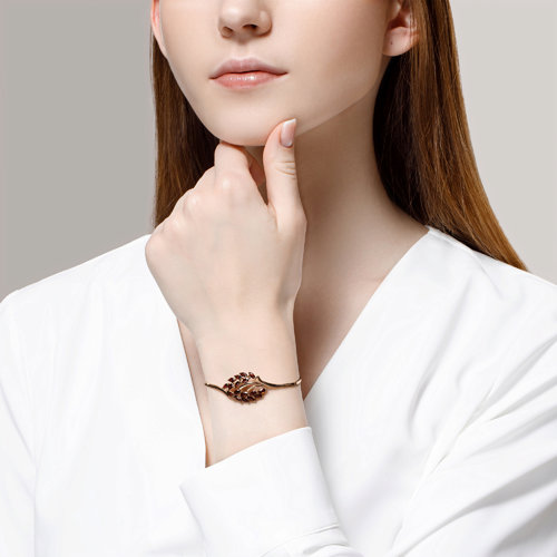 Bratara din Aur Roz 14k cu Granat - 2