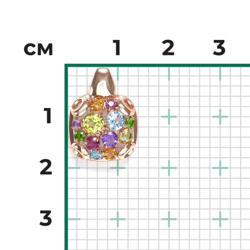 Pandantiv Aur Roz 14K cu Crisolit,Topaz,Ametist,Granat,Citrin,Diopsid - 2