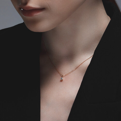 Colier din Aur Roz 14K cu Diamante - 2