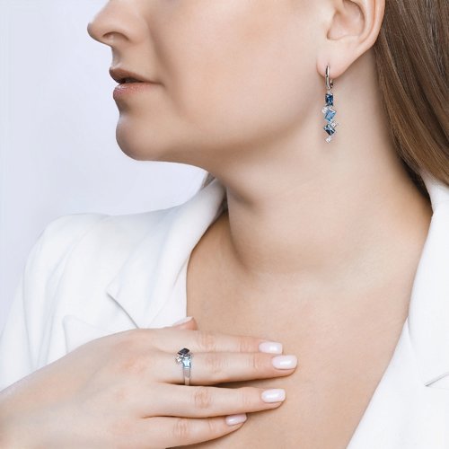 Inel din Aur Alb cu Topaz si Zirconiu Swarovski - 5