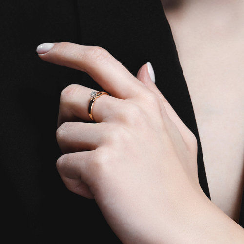 Inel din Aur Roz 14K cu Diamant - 4