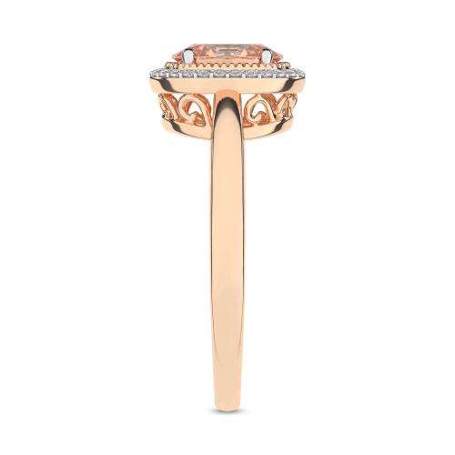 Inel din Aur Roz 14K cu Morganit 0.70Ct si Diamante 0.076Ct - 3