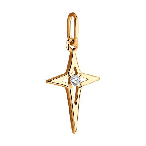 Pandantiv Cruce din Argint placat cu Aur cu Zirconiu - 2