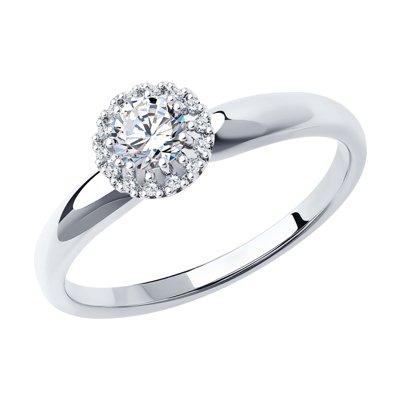 Inel de logodna din Aur Alb 14K cu Diamante