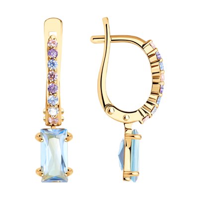 Cercei din Aur Roz 14K cu Topaz si Zirconiu - 1