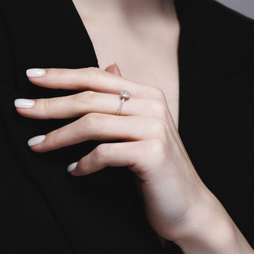 Inel din Aur Alb 14K cu Diamante - 5