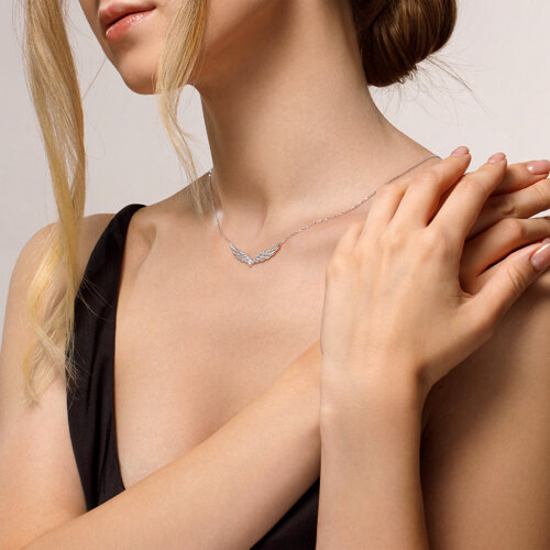 Colier din Aur Alb 14K cu Diamante - 3