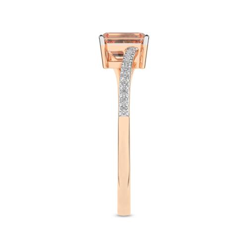 Inel din Aur Roz 14K cu Morganit 0.68Ct si Diamante 0.08Ct - 3