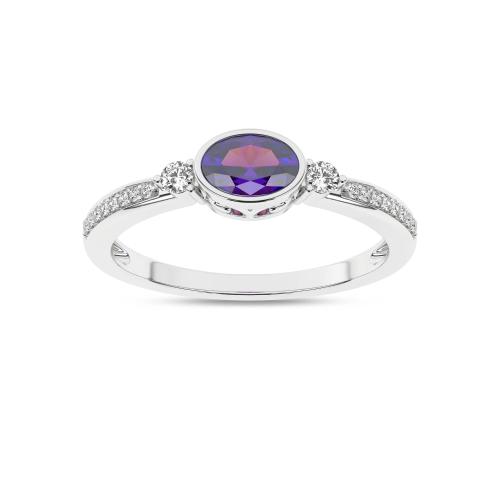 Inel din Aur Alb 14K cu Tanzanit 0.57Ct si Diamante 0.05Ct - 2