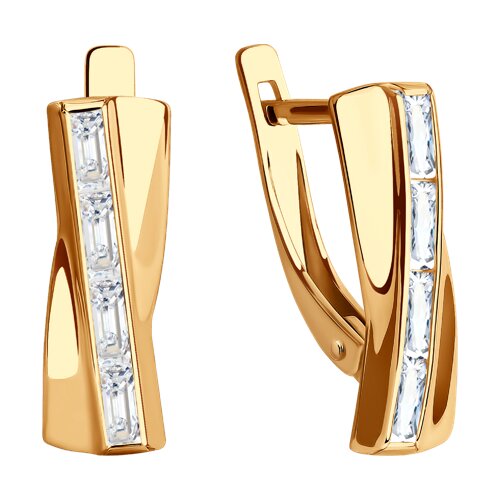 Cercei din Aur Roz 14K cu Zirconiu - 3