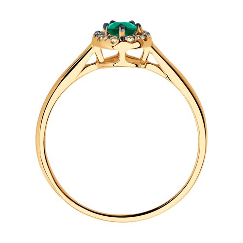 Inel din Aur Roz 14K cu Smarald si Diamante  - 3