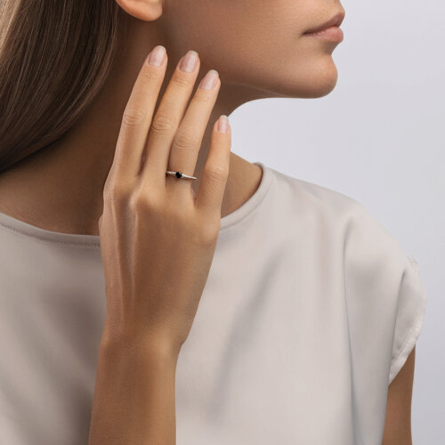 Inel din Aur Roz 14K cu Diamante si Safir - 5