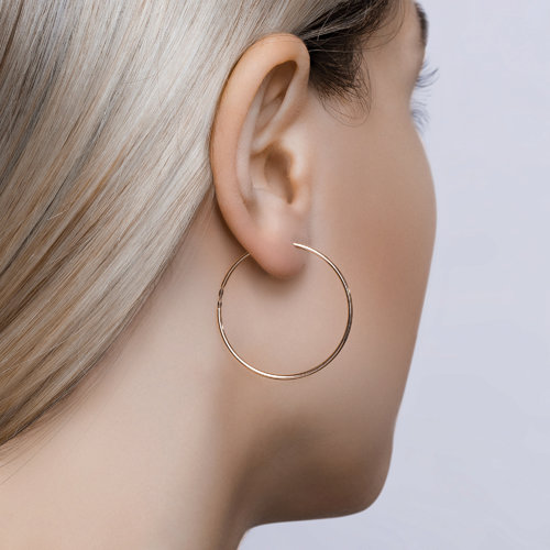 Cercei Congo din Aur Roz 14K diametrul 30mm - 3