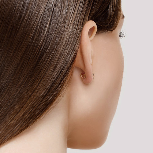 Cercei din Aur Roz 14K cu Diamante  - 3