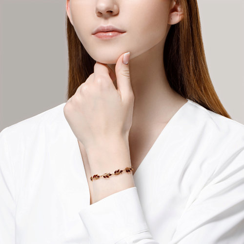 Bratara din Aur Roz 14k cu Granat - 3