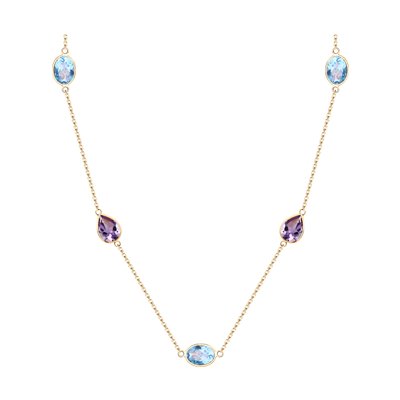 Colier din Aur Roz 14K cu Topaz si Ametist - 1