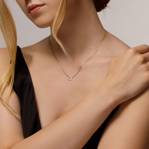 Pandantiv din Aur Roz 14K cu Tanzanit si Diamante - 3