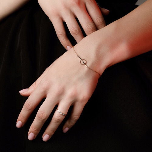 Bratara din Aur Roz 14K cu Diamante - 2