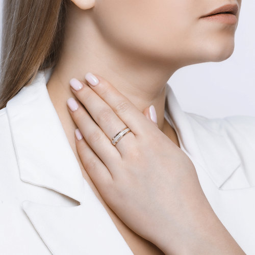 Inel din Aur Roz 14K cu Diamante - 3