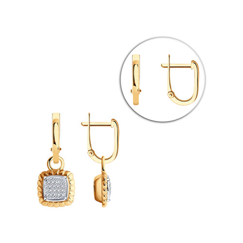 Cercei din Aur Roz 14K cu Diamante  - 3