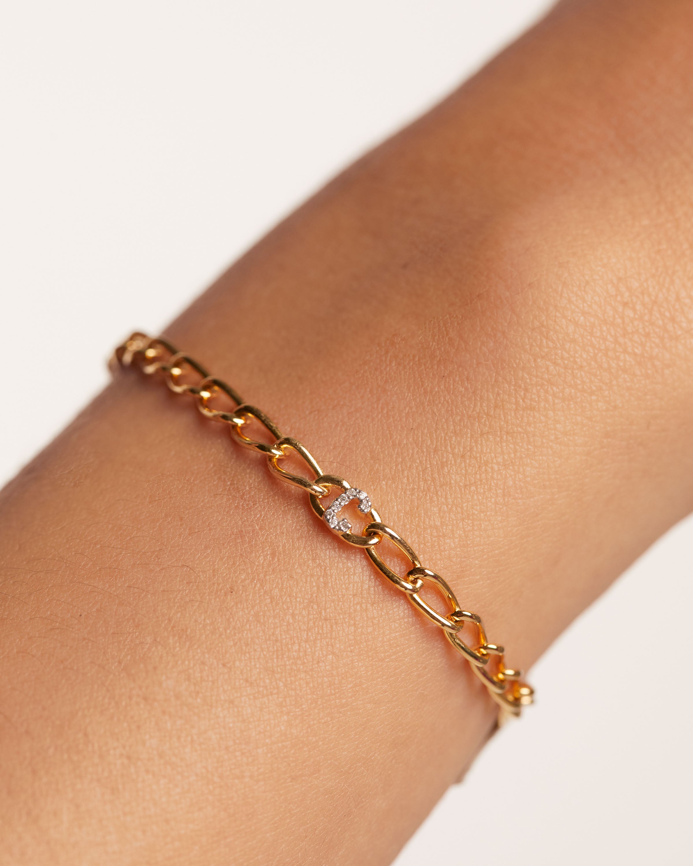 Bratara din Argint placat cu Aur litera C - 3