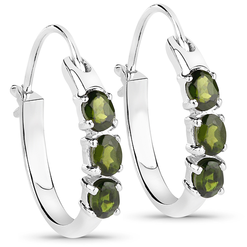 Cercei din Argint cu Safir verde1.32Carate - 1
