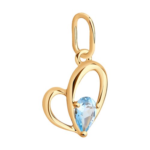 Pandantiv din Aur Roz 14K cu Topaz ”Inima” - 2